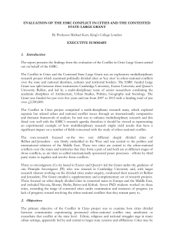 Conflict in Cities and the Contested State Large Grant