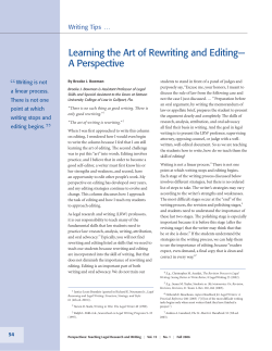 Learning the Art of Rewriting and Editing&mdash; A
