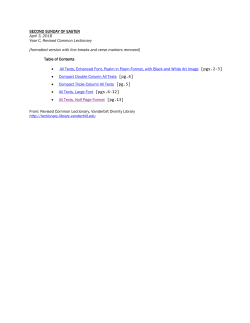 SECOND SUNDAY OF EASTER April 3, 2016 Year C, Revised