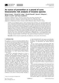 An ounce of prevention or a pound of cure: bioeconomic