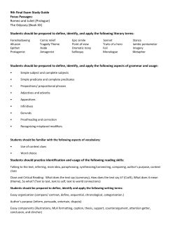 9th Final Exam Study Guide Focus Passages: Romeo and Juliet