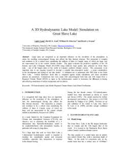A 3D Hydrodynamic Lake Model: Simulation on Great Slave Lake