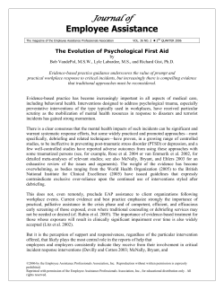 The Evolution of Psychological First Aid