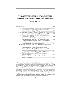 The Civil Rights Act of 1964 and &ldquo;Legislating