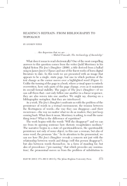 Reading`s Refrain: From Bibliography to Topology.