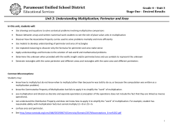 Grade 4 Unit 3 Pacing - Paramount Unified School District
