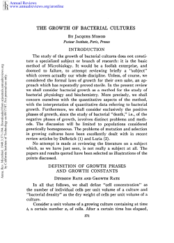 The Growth of Bacterial Cultures