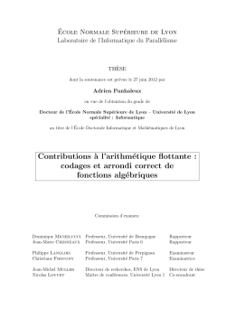 Codages et arrondi correct de fonctions alg&eacute;briques