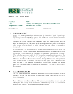 POLICY Number: 0-109 Title: Identity Theft Program Procedures and