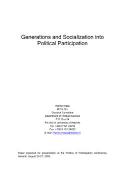 Generations and Socialization into Political Participation