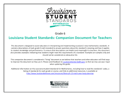 GRADE K - Louisiana Believes