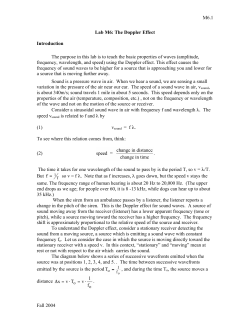 Lab M6: The Doppler Effect Introduction