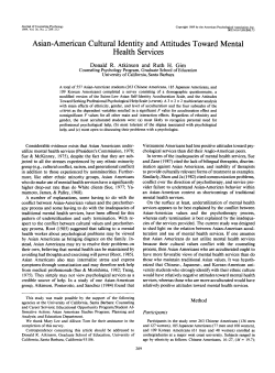 Asian-American Cultural Identity and Attitudes Toward Mental