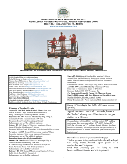 Hubbardston Area Historical Society Newsletter Number Twenty