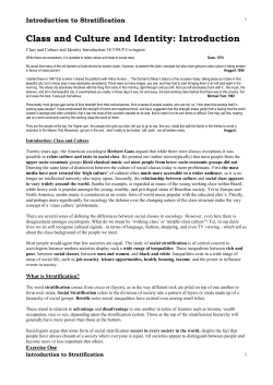 Class, Culture and Identity