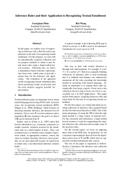 Inference Rules and their Application to Recognizing Textual