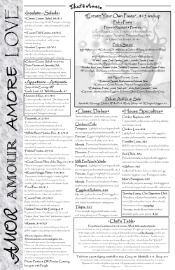 Dinner Menus - That`s Amore