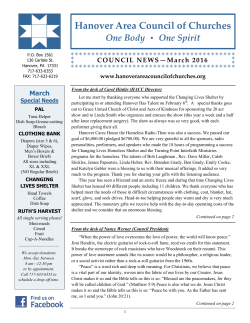 March 2016 - Hanover Area Council of Churches