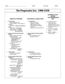 The Progressive Era: 1900-1920