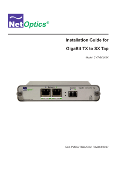 Installation Guide for GigaBit TX to SX Tap