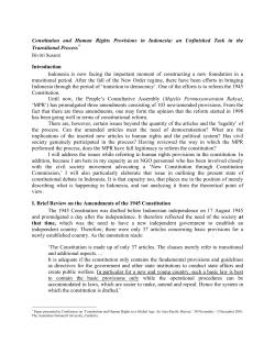 Constitution and Human Rights Provisions in Indonesia: an