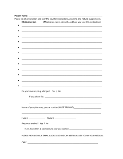 Patient Name: Please list all prescription and over the cou