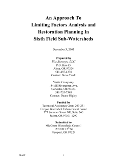An Approach To Limiting Factors Analysis and Restoration Planning