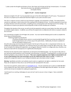 English 2 Summer Assignment 2015