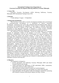 International Training Course Programme on Grassroots Economic