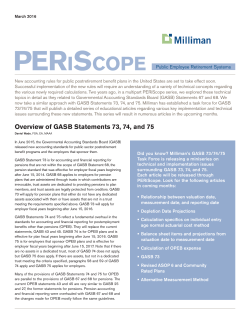 Overview of GASB Statements 73, 74, and 75