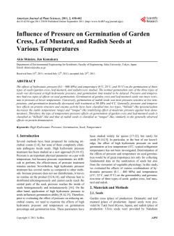 Influence of Pressure on Germination of Garden Cress, Leaf Mustard