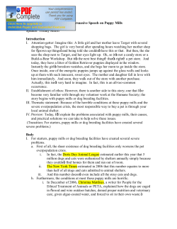 Outline for Persuasive Speech on Puppy Mills Speaker: Tiffany
