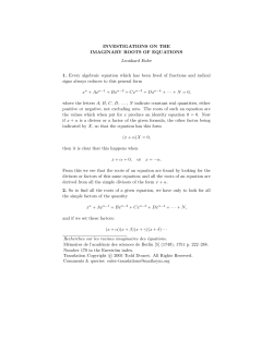 Investigations on the imaginary roots of equations.