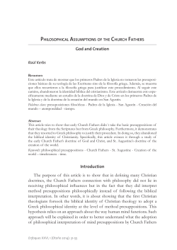 God and Creation Introduction The purpose of this article is to