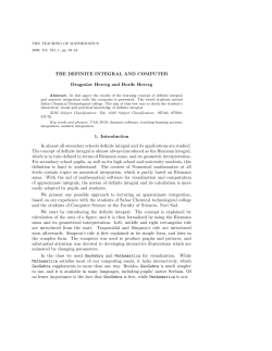 THE DEFINITE INTEGRAL AND COMPUTER Dragoslav Herceg and
