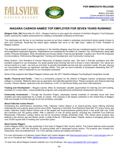 niagara casinos named top employer for seven years running!