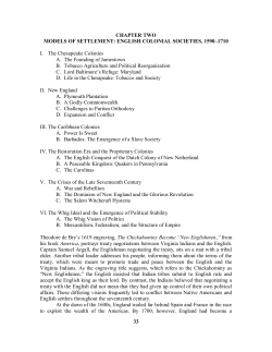 CHAPTER TWO: MODELS OF SETTLEMENT: