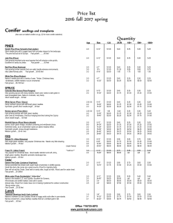Price List - Paint Creek Nursery