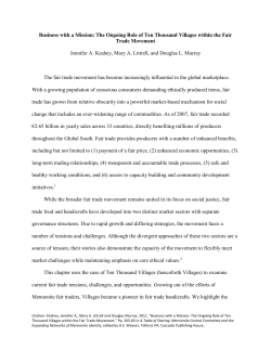 The Ongoing Role of Ten Thousand Villages within the Fair Trade