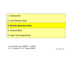 1. Introduction 2. Few Electron Dots 3. Double Quantum Dots 4