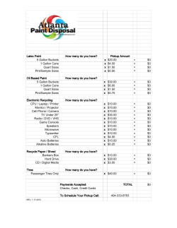 Latex Paint How many do you have? Pickup Amount 5 Gallon