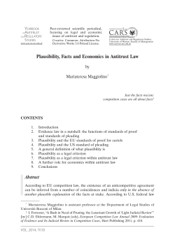 Plausibility, Facts and Economics in Antitrust Law