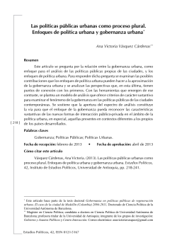 Las pol&iacute;ticas p&uacute;blicas urbanas como proceso plural. Enfoques de
