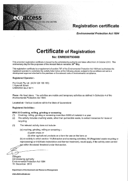 Environmental Authority EHP EPPR00229413 Pro Crush Pty Ltd