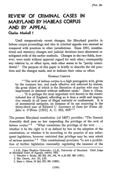 review of criminal cases in maryland by habeas corpus and by appeal