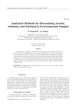 Analytical methods for determining arsenic
