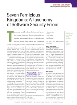 Seven Pernicious Kingdoms: A Taxonomy of Software