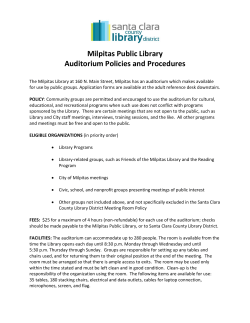 Milpitas Public Library Auditorium Policies and Procedures
