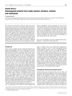 Anticoagulant proteins from snake venoms: structure, function and