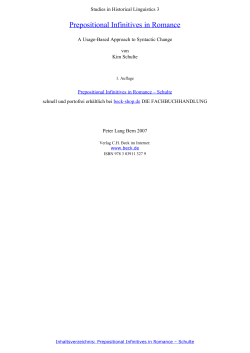 Prepositional Infinitives in Romance - Schulte - Beck-Shop